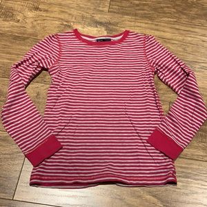 Gap kids pink and grey striped long sleeve top